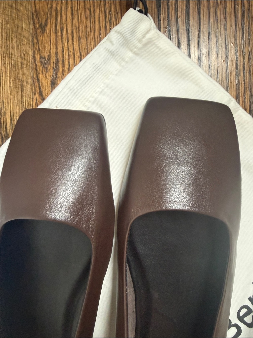 Aeyde Brown Leather Square-Toe Ballet Flat Matti Napa leather ballet Sz 40 - Picture 7 of 12